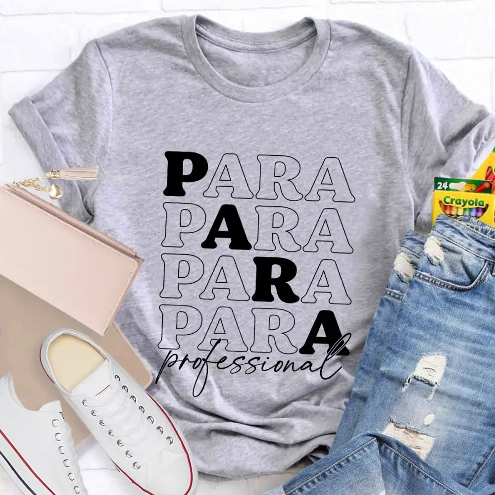 Para Profession Black Letters Teacher T-Shirt