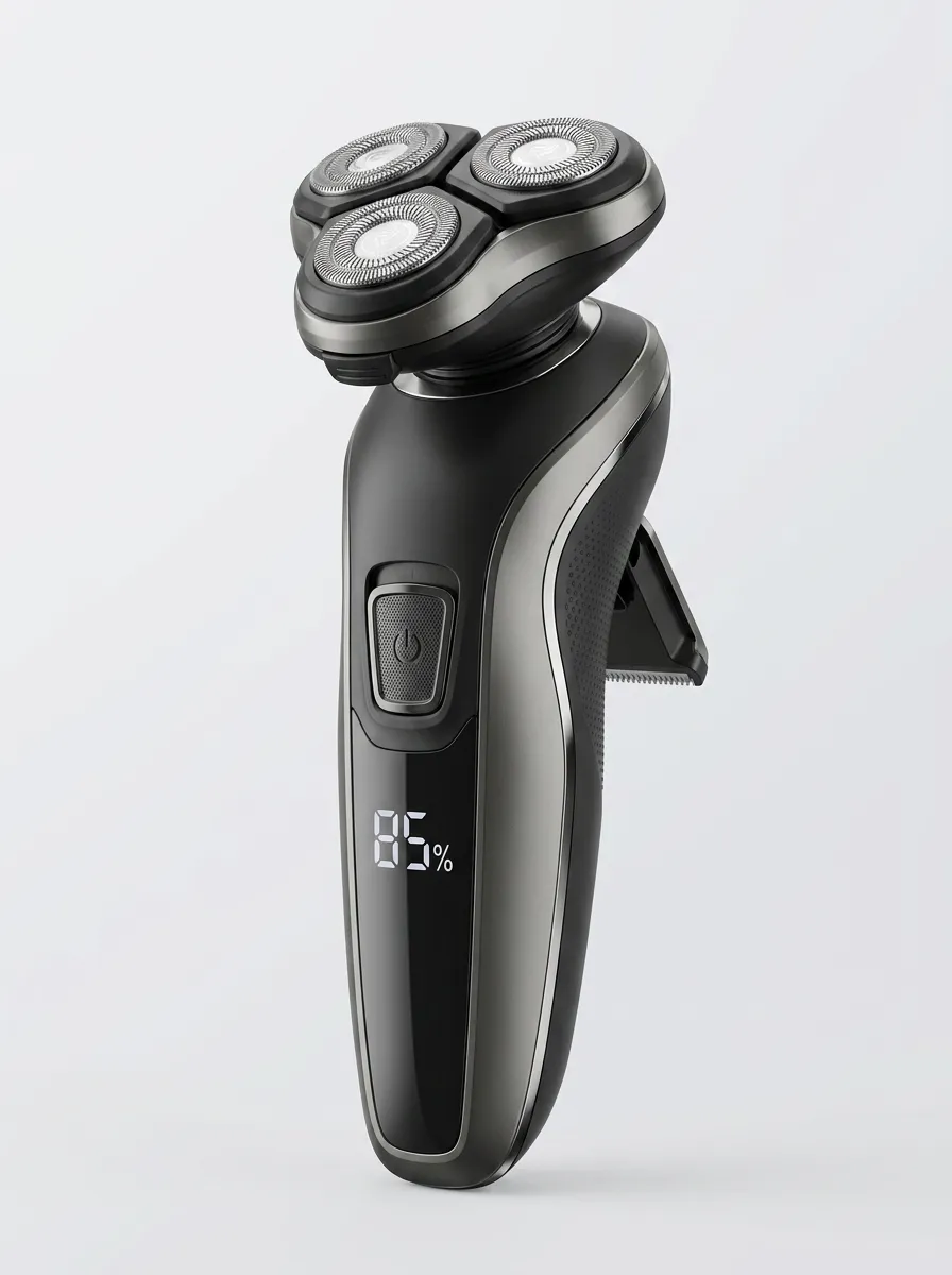 Rotary Triple-Head LED Display Electric Shaver for Morning Grooming