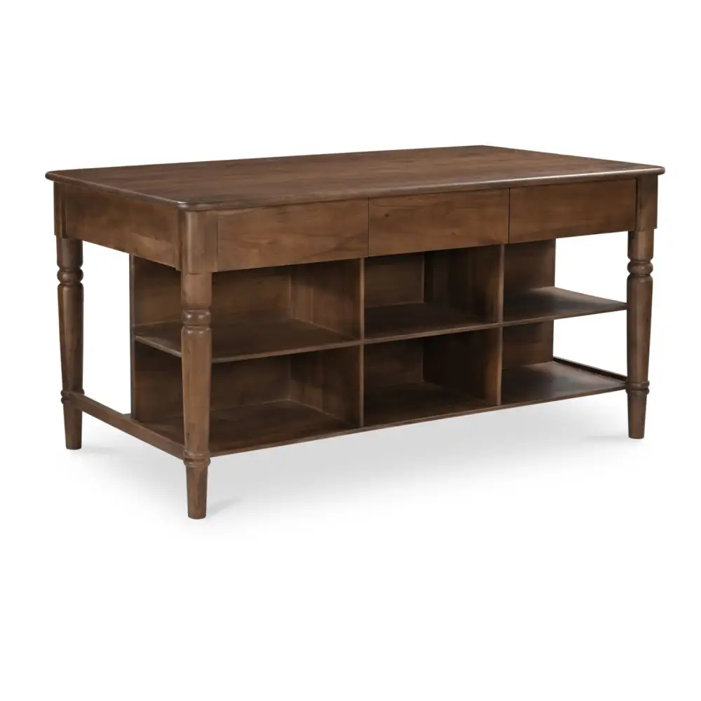 Acacia Three-Drawer Kitchen Island