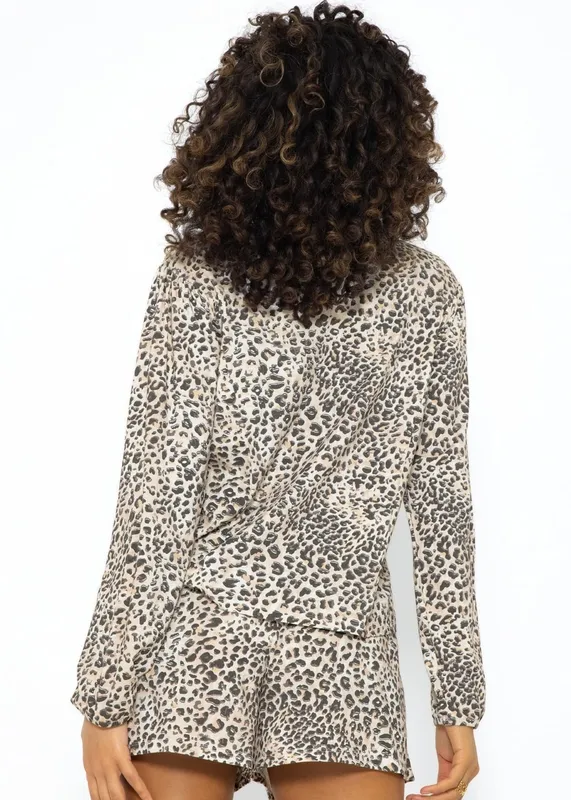 Beige Print Long Sleeve Shirt