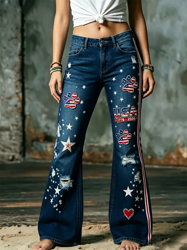 Women'S 250Th Anniversary Animal Printed Casual Jeans