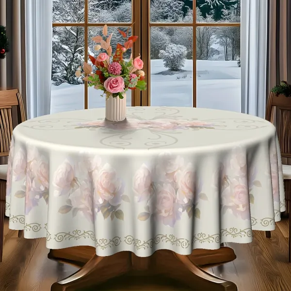 Elegant Rose Round Tablecloth