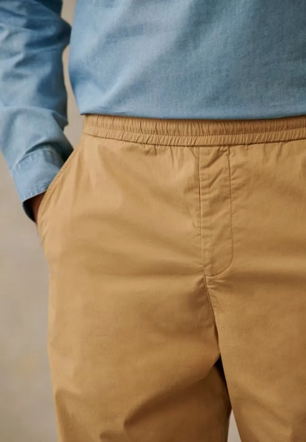 Khaki Slight Stretch Straight Leg Casual Trousers