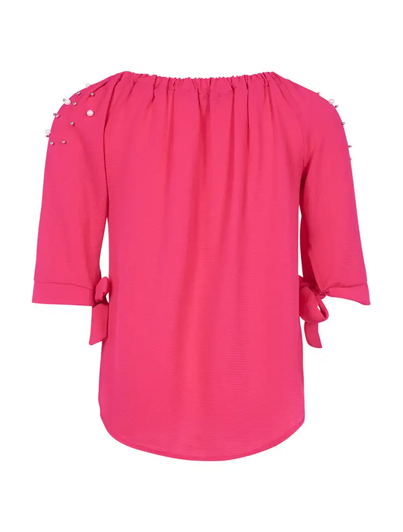 Modern Three Quarter Sleeve Solid Blouse