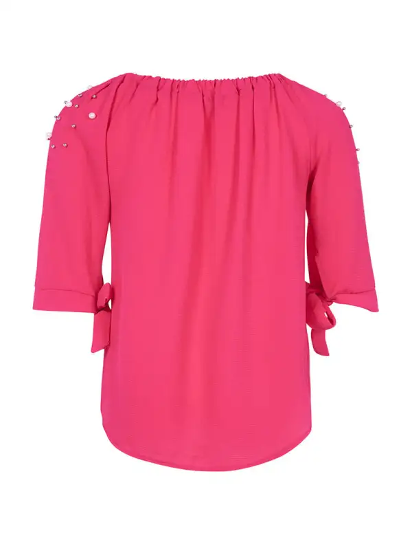 Modern Three Quarter Sleeve Solid Blouse