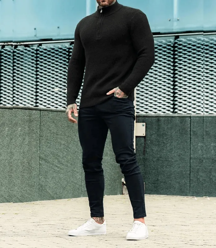 Black Zip Front Sweater