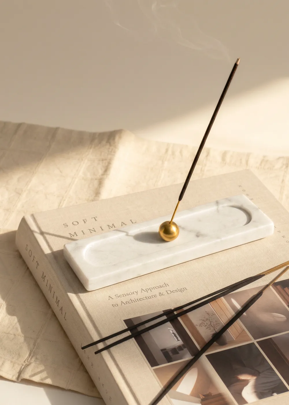 Galaxy Marble Incense Holder White