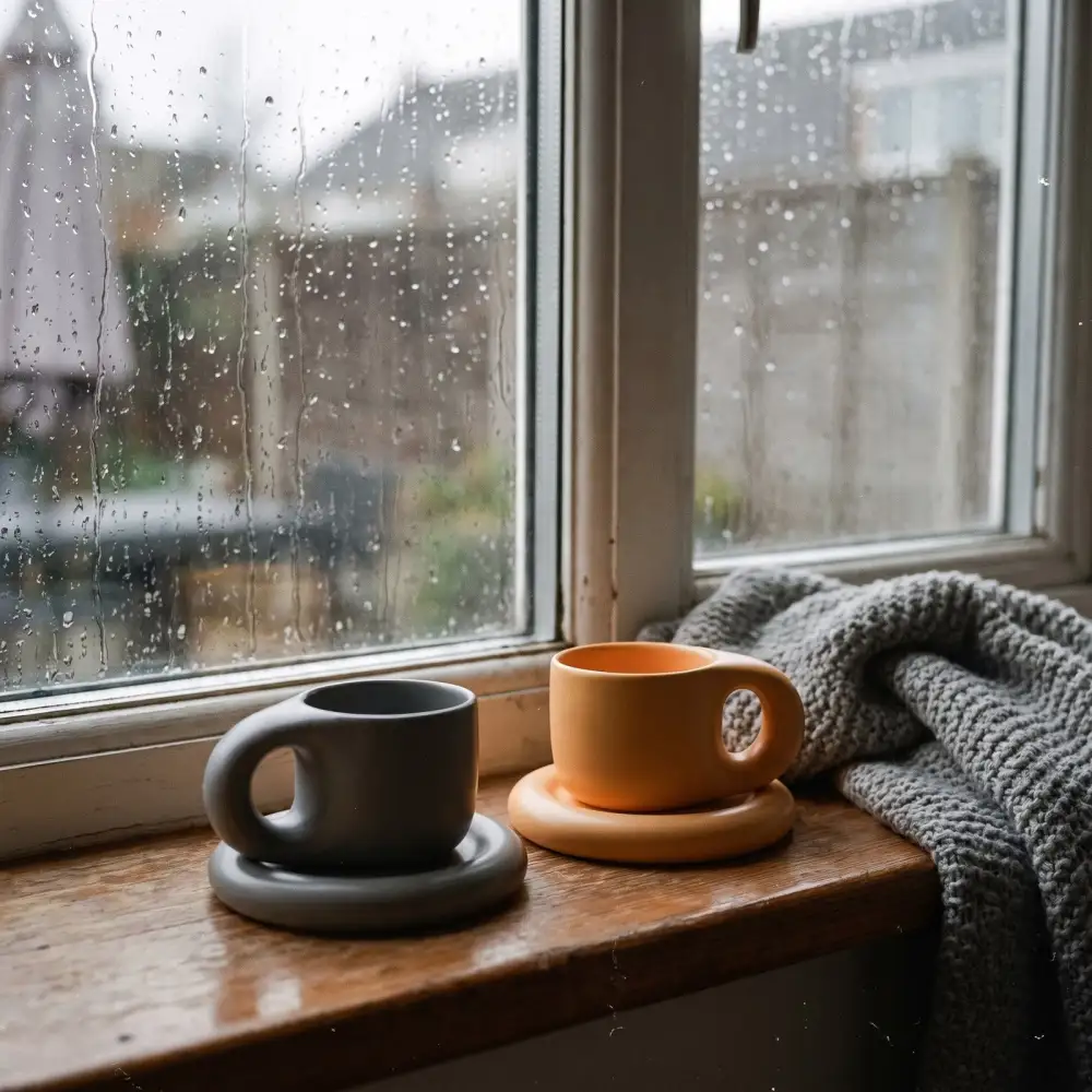 Ceramic Pastel Mug And Saucer