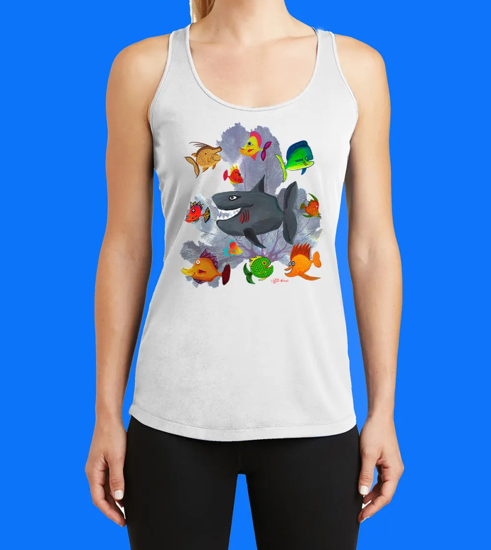 Funky Fish Printed Racerback Tank Top