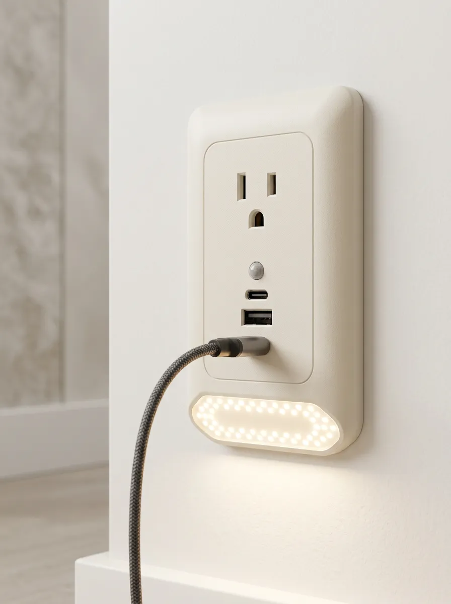 Low-Profile Motion Sensor USB Charging LED Outlet Cover