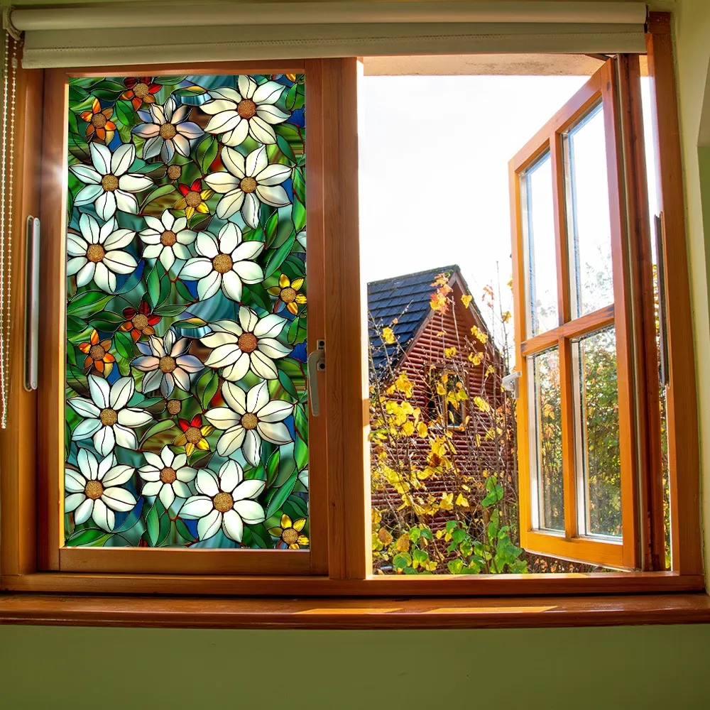 Stained Glass Floral Window Sticker