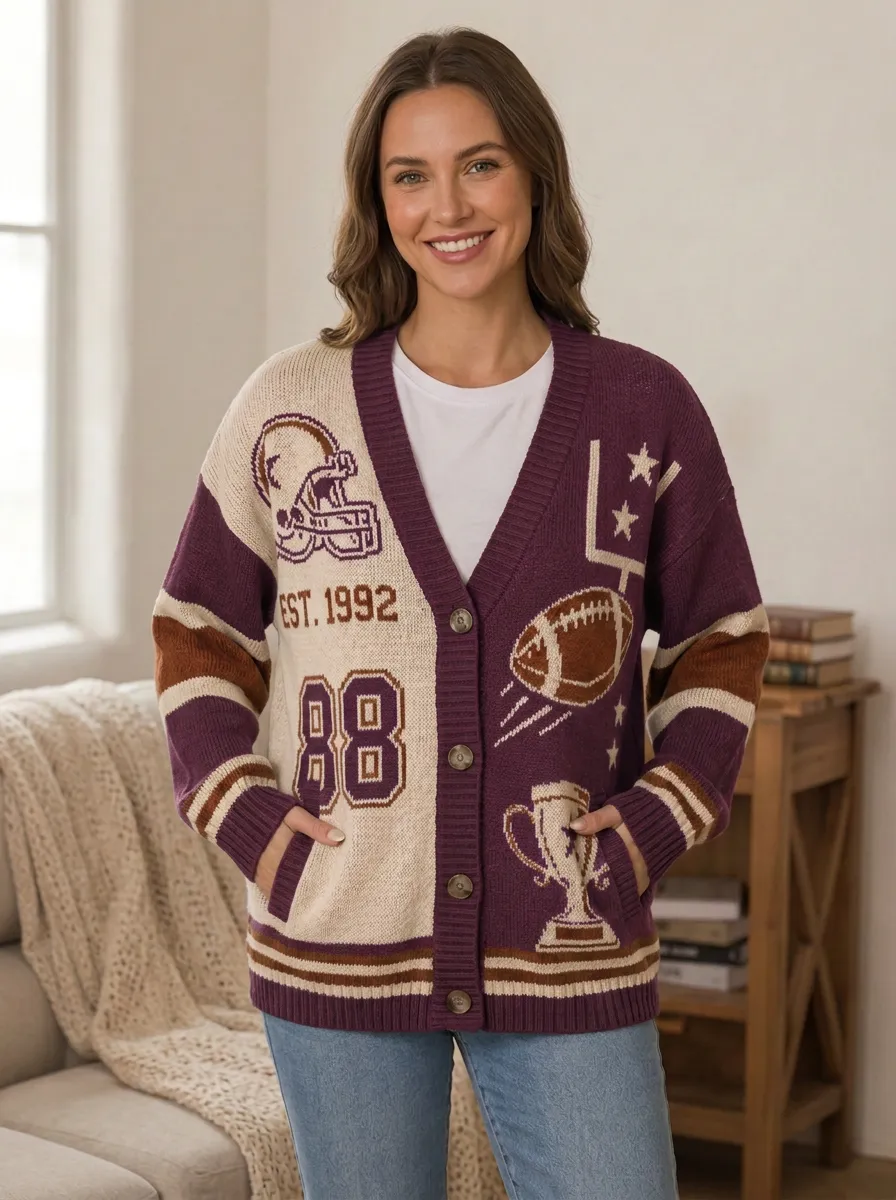 Women's Everyday Gridiron Helmet Trophy Knit Cardigan