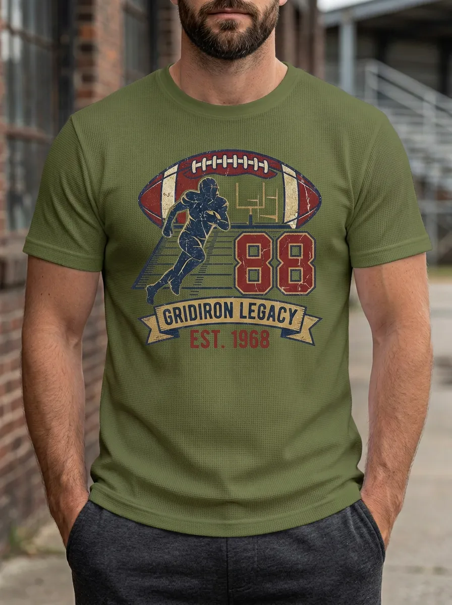 Men's Team Spirit Inspired Football Gridiron Ball Crew Neck Graphic T-Shirt