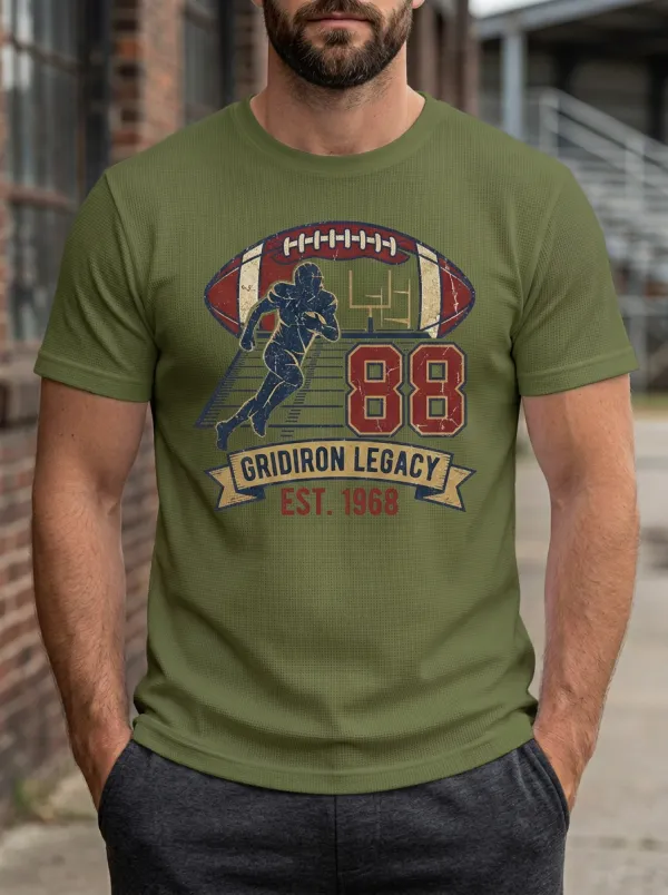 Men's Team Spirit Inspired Football Gridiron Ball Crew Neck Graphic T-Shirt