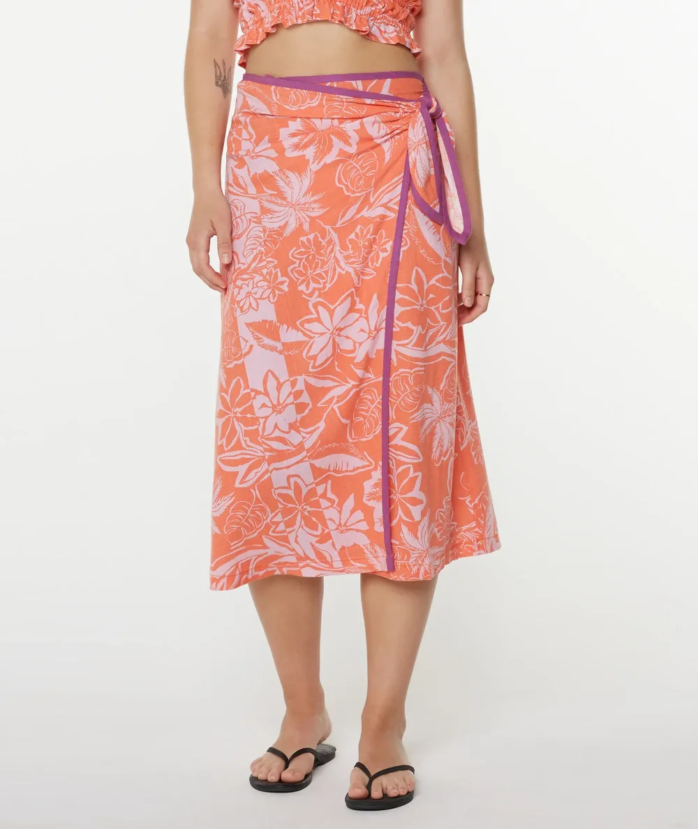 Floral Print A-Line Skirt With Tie Straps