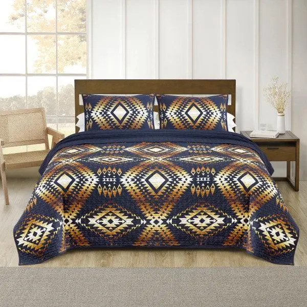Contemporary Quilted Geometric Quilt Set