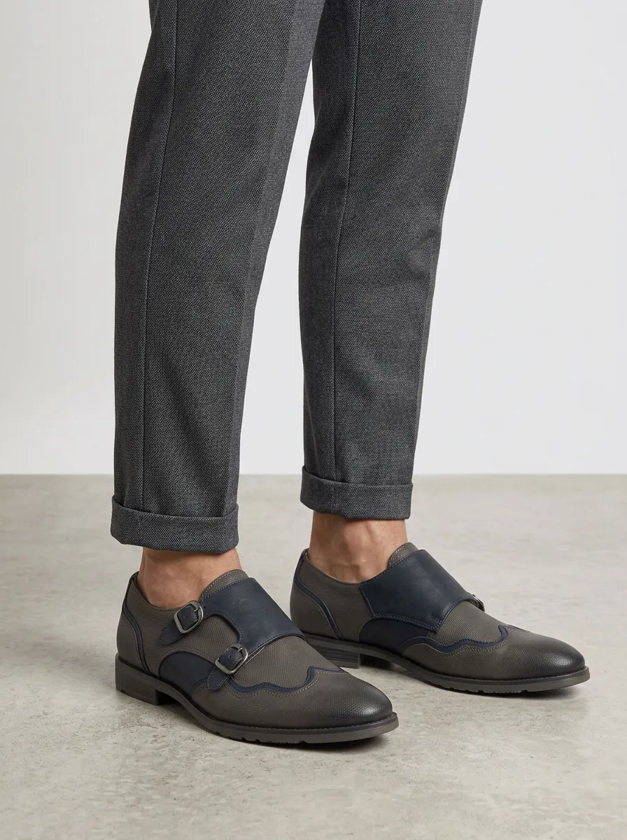 Men's Business Casual Monk Strap Leather Shoes