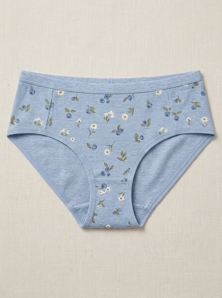 Women's Printed Briefs with Daisy Floral Berry Detail