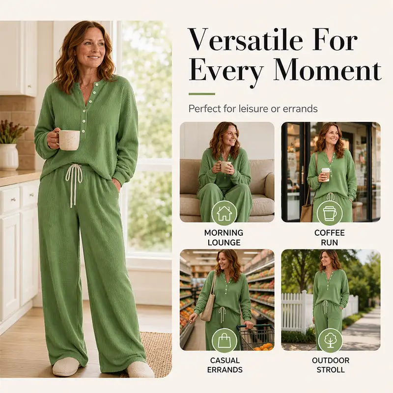 ⌛Limited-Time Offer-Women's Waffle Knit Lounge Set