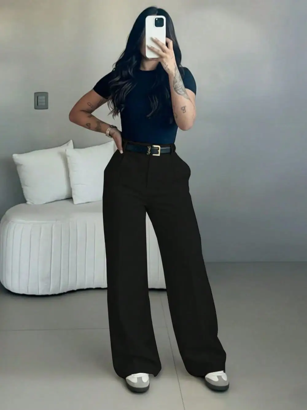 Black Wide Leg High Waist Pants