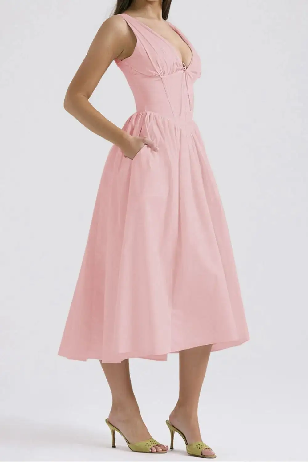 Modern V Neck Sleeveless Casual Dress