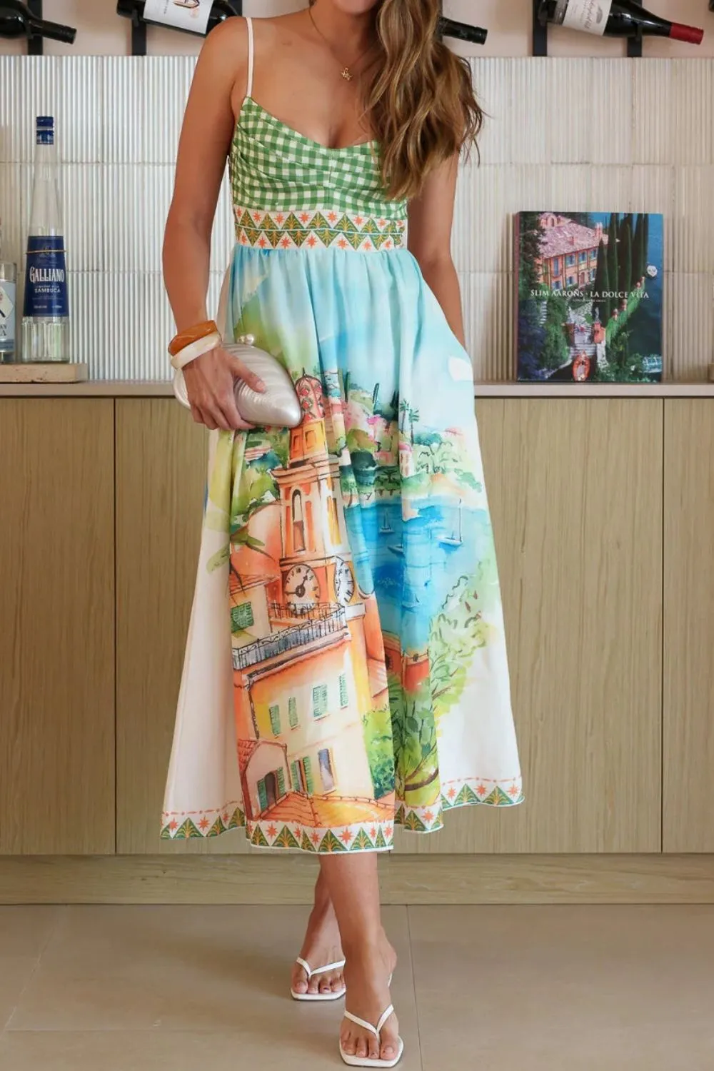 Smocked Gingham Midi Dress