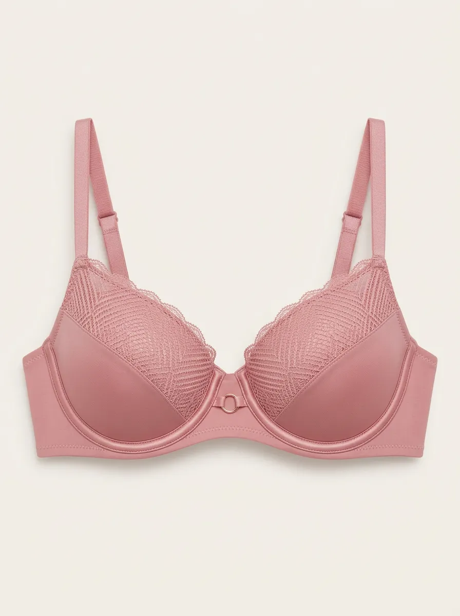 Soft-Look Underwire Lace Trim Detail Core Style Women's Bra