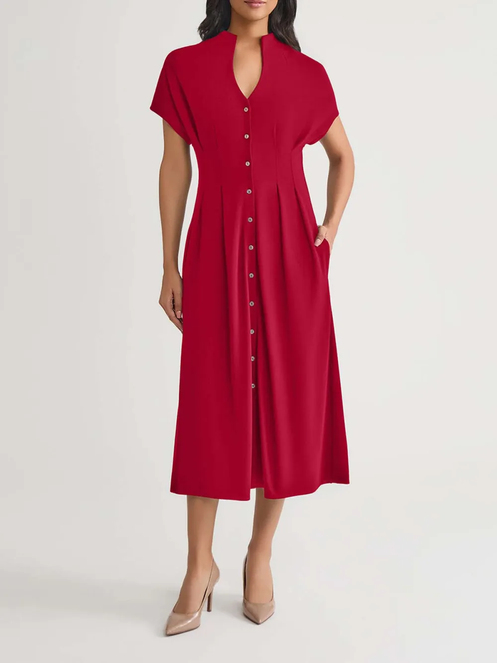 Stand Up Collar Button Up Dress