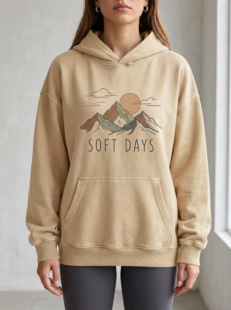 Nature Soft Days Mountain Sunset Hoodie