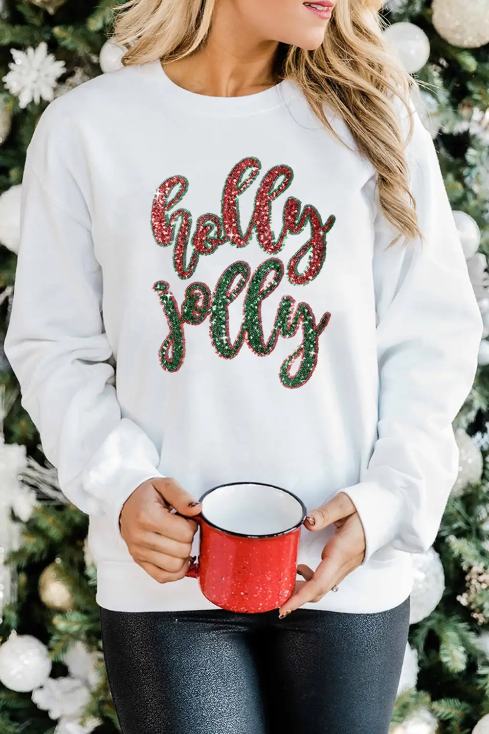 Sequined Holly Jolly Graphic Sweatshirt
