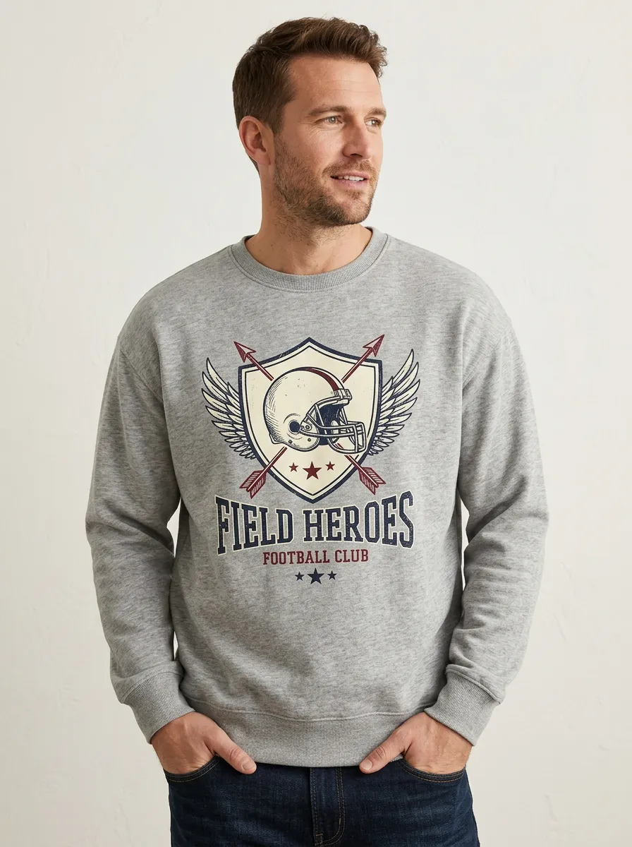 Men's Football Lover Field Heroes Helmet Wing Graphic Sweatshirt
