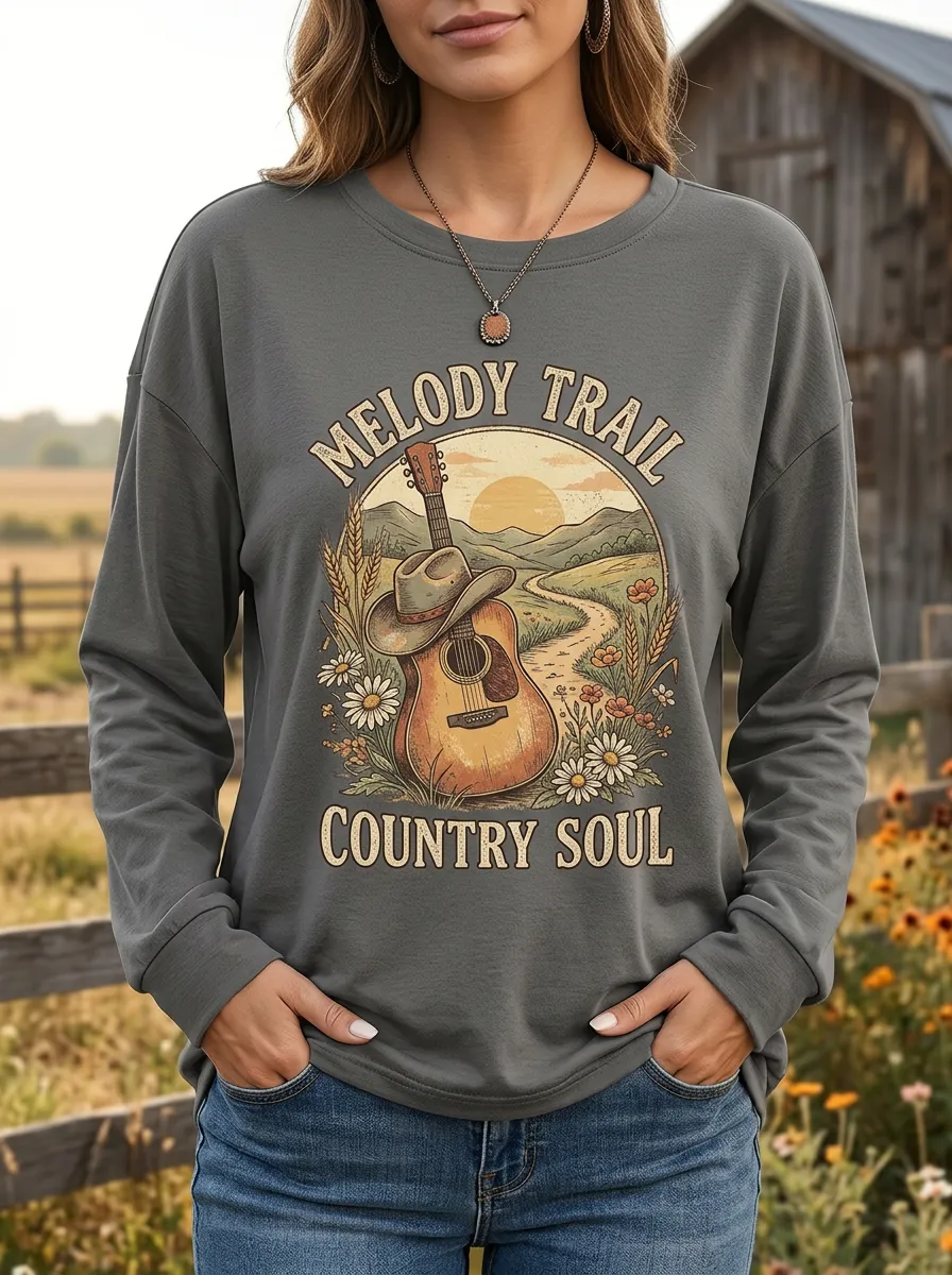 Western-Inspired Heritage-Look Women's Country Music Long-Sleeve Shirt