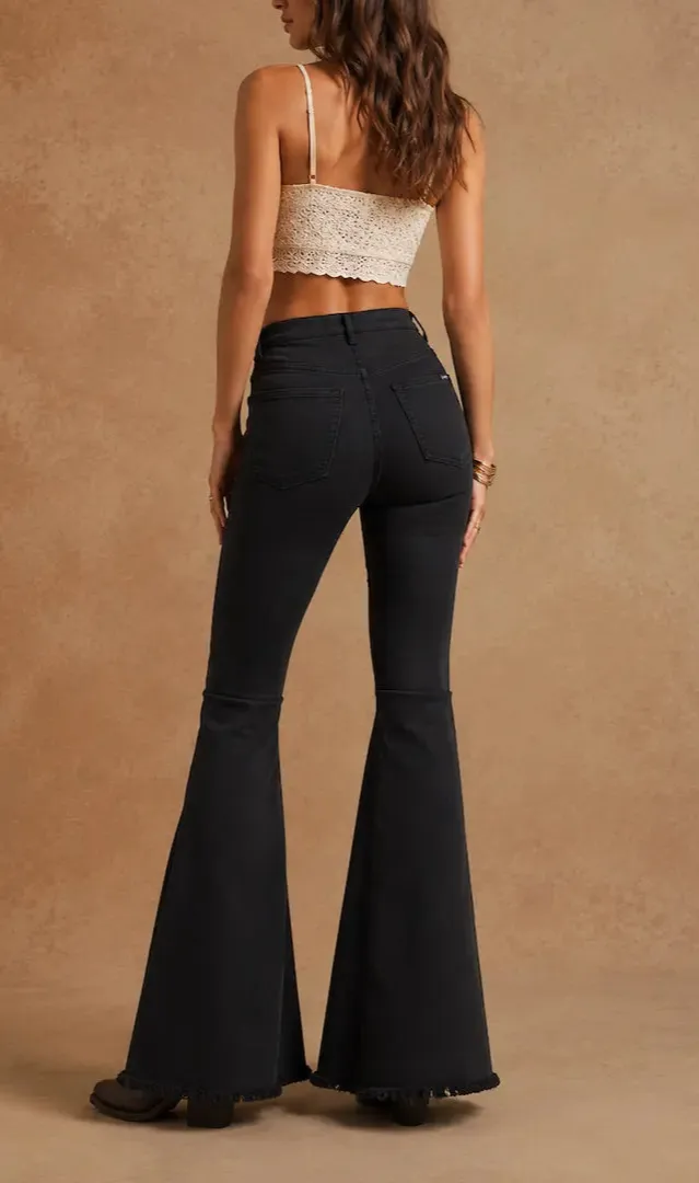 Western Style Bell Bottom Everyday Denim Jeans