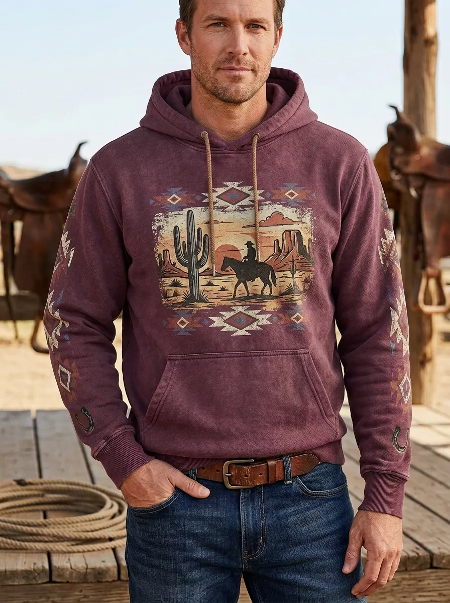 Range Rider Cactus Desert Ranch Look Men's Western Sweatshirt