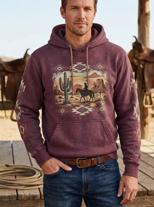 Range Rider Cactus Desert Ranch Look Men's Western Sweatshirt