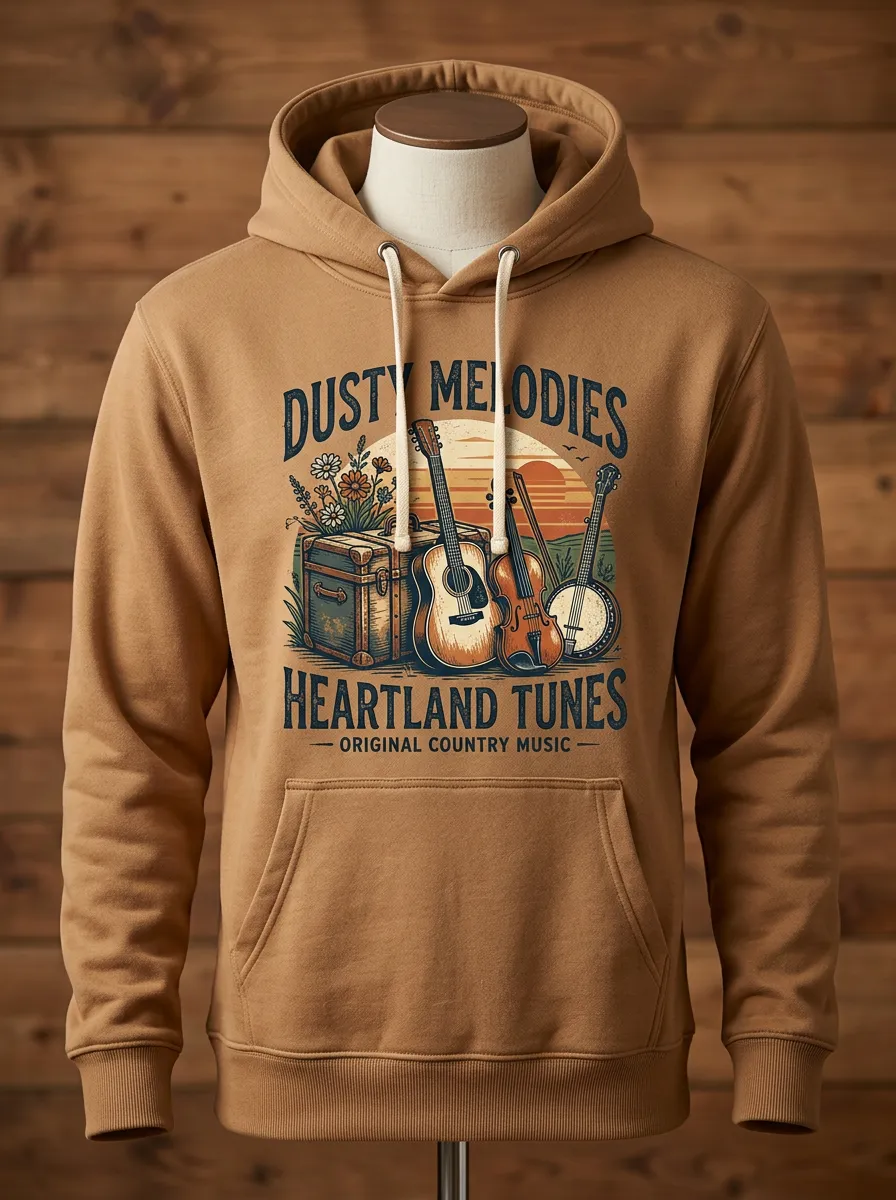 Guitar Banjo Fiddle Unisex Country Music Pullover Hoodie
