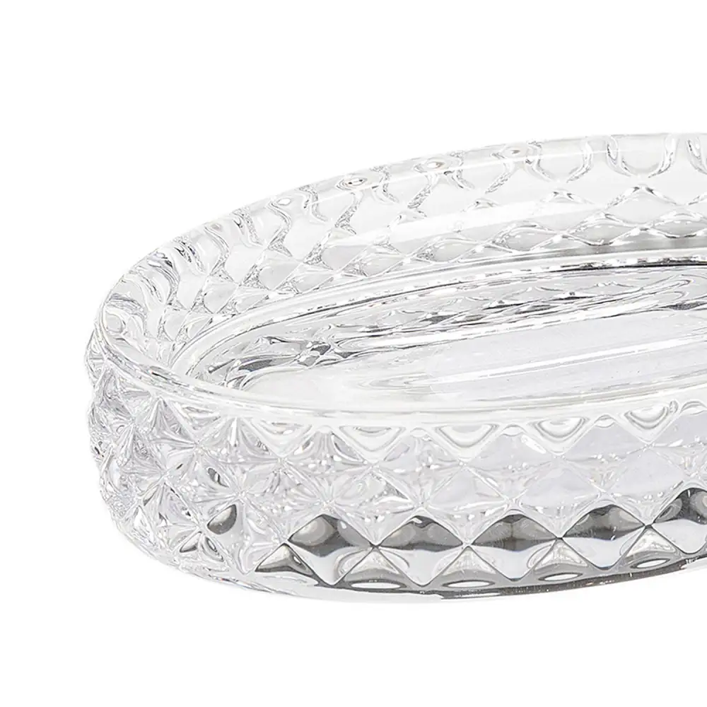 Clear Faceted Glass Soap Holder