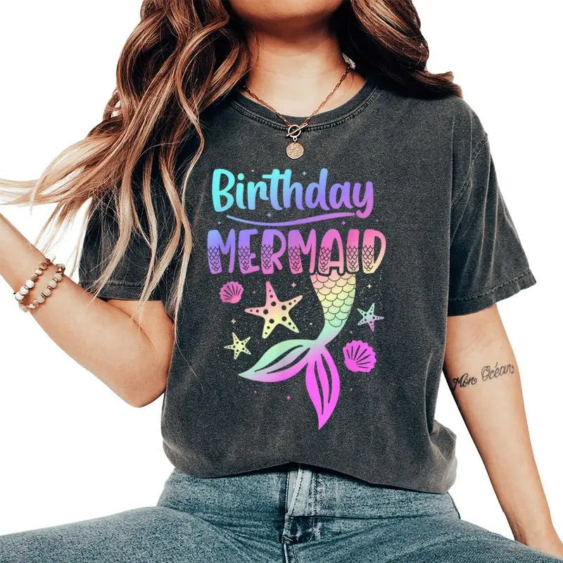 Birthday Mermaid Party N Girl Mermaid Women Women's Oversized Comfort T-Shirt