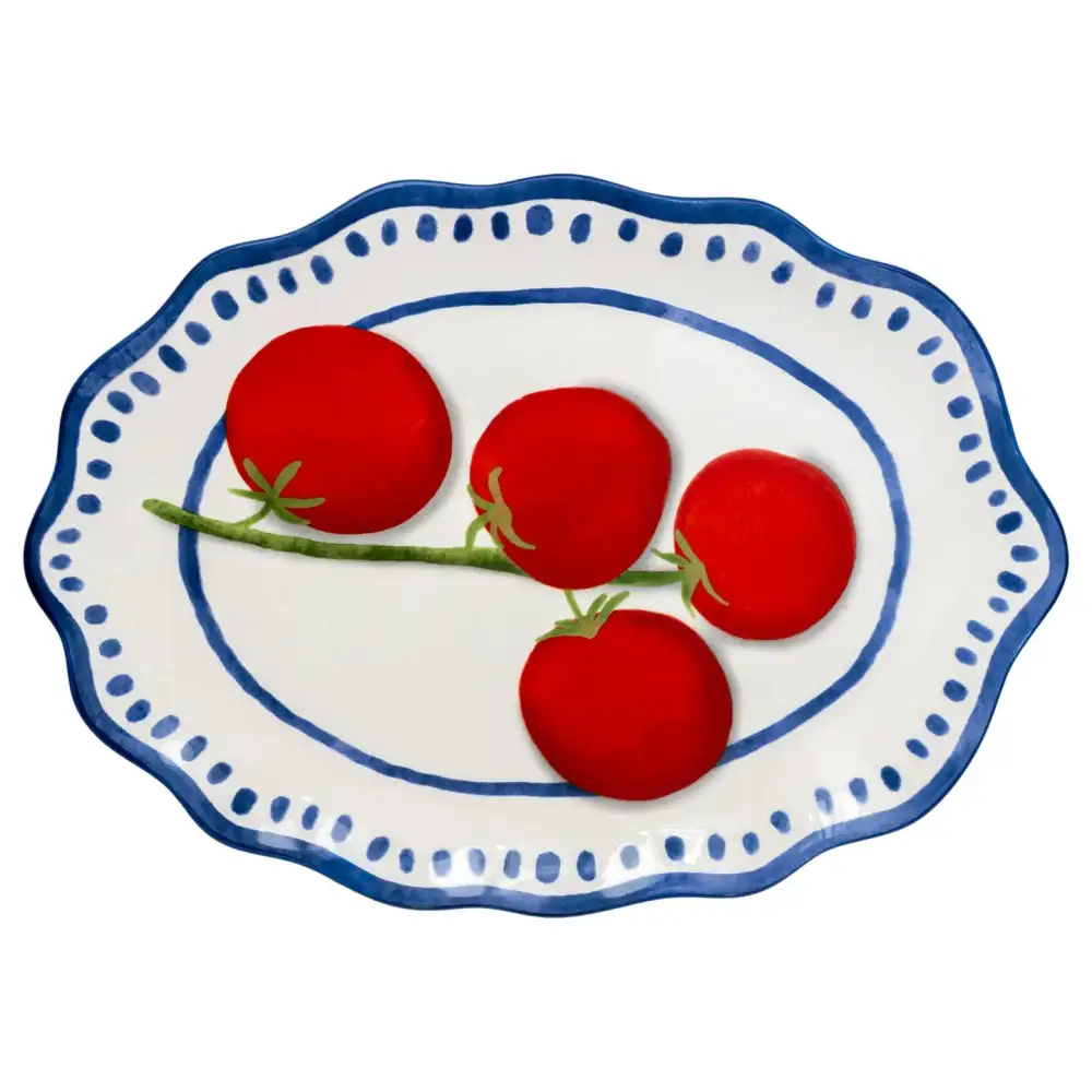 Tomato Motif Oval Ceramic Platter