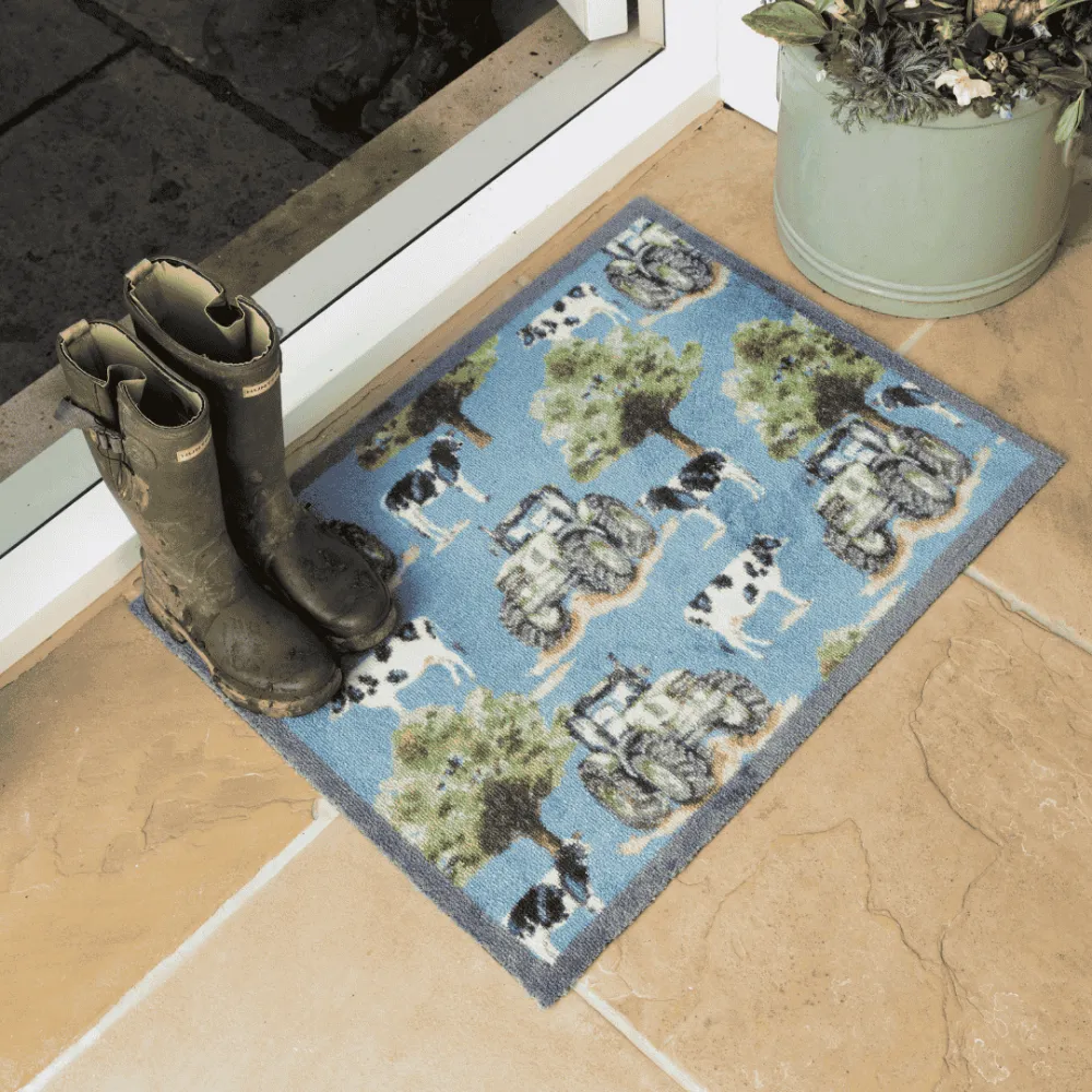 Farmyard Tractors & Cows Door Mat
