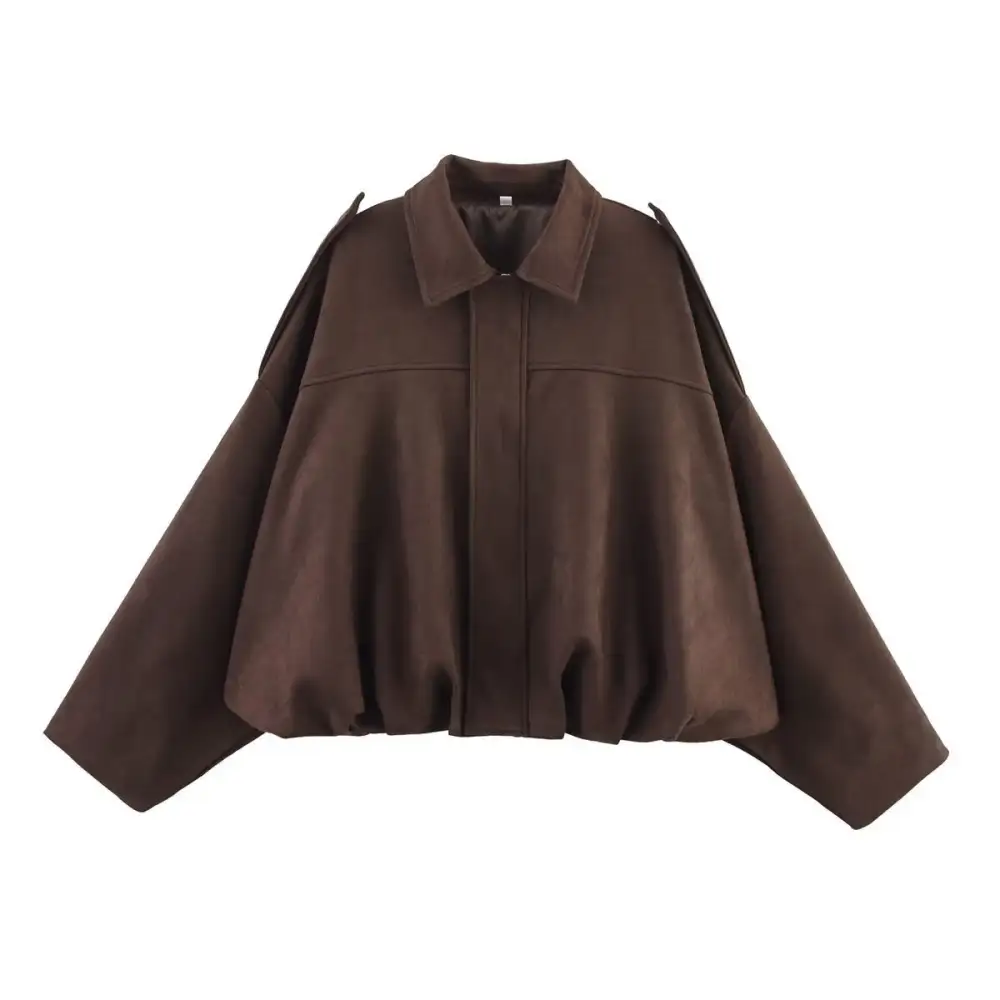 Cropped Suede Look Bomber Jacket