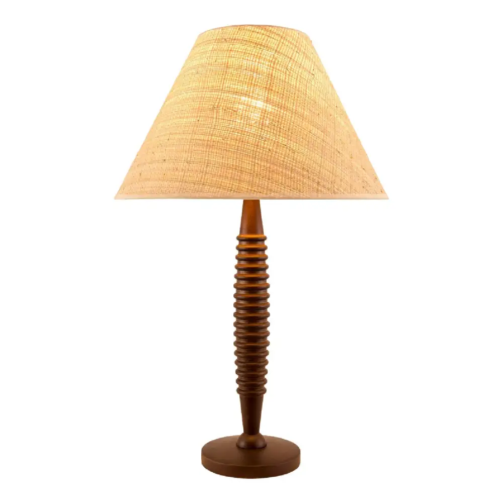 Iron Wood Linen Table Lamp
