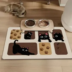 Cute Black Cat Pet Feeding Mat