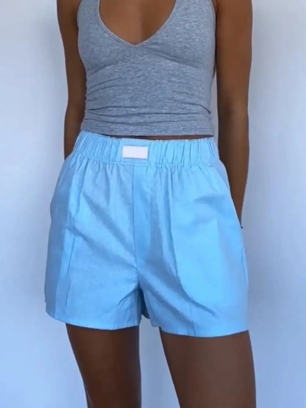 Casual Simple Elastic Waist Shorts