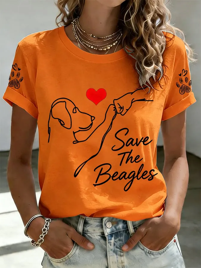 Women's Save The Beagles Print T-shirt