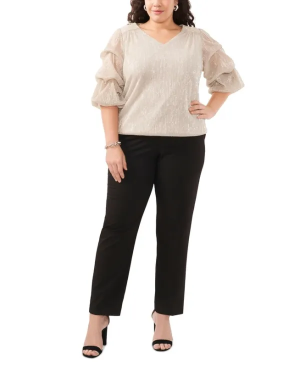 Metallic Tiered V Neck Top