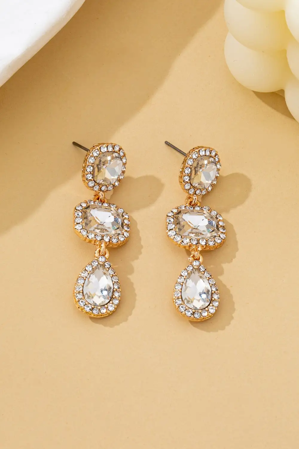 Triple Drop Pave Halo Crystal