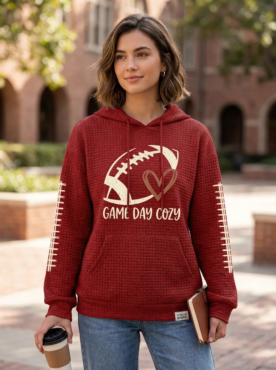 Women's Gridiron Day Cozy Heart Graphic Hoodie