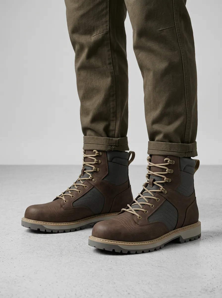 Unisex Leather Tactical Hiking Print Work Boots