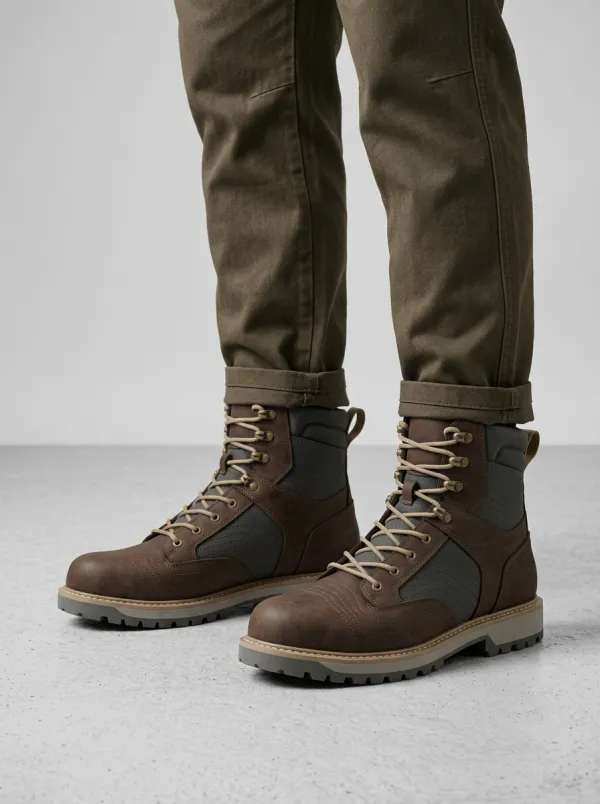 Unisex Leather Tactical Hiking Print Work Boots